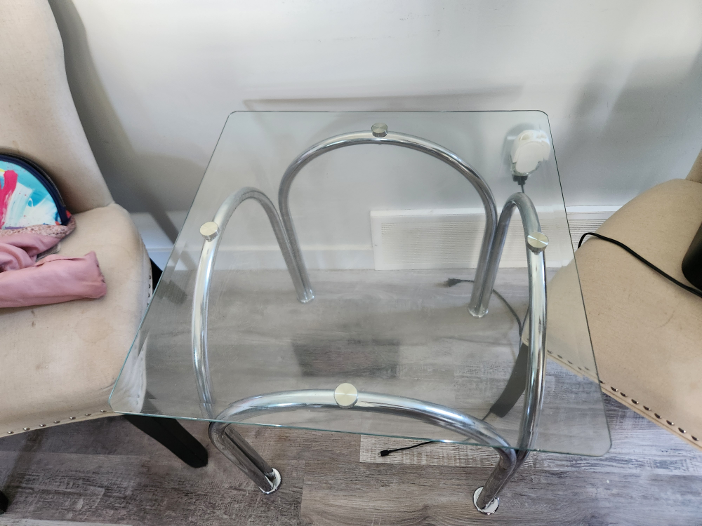 Glass and Chrome End Table - photo 3