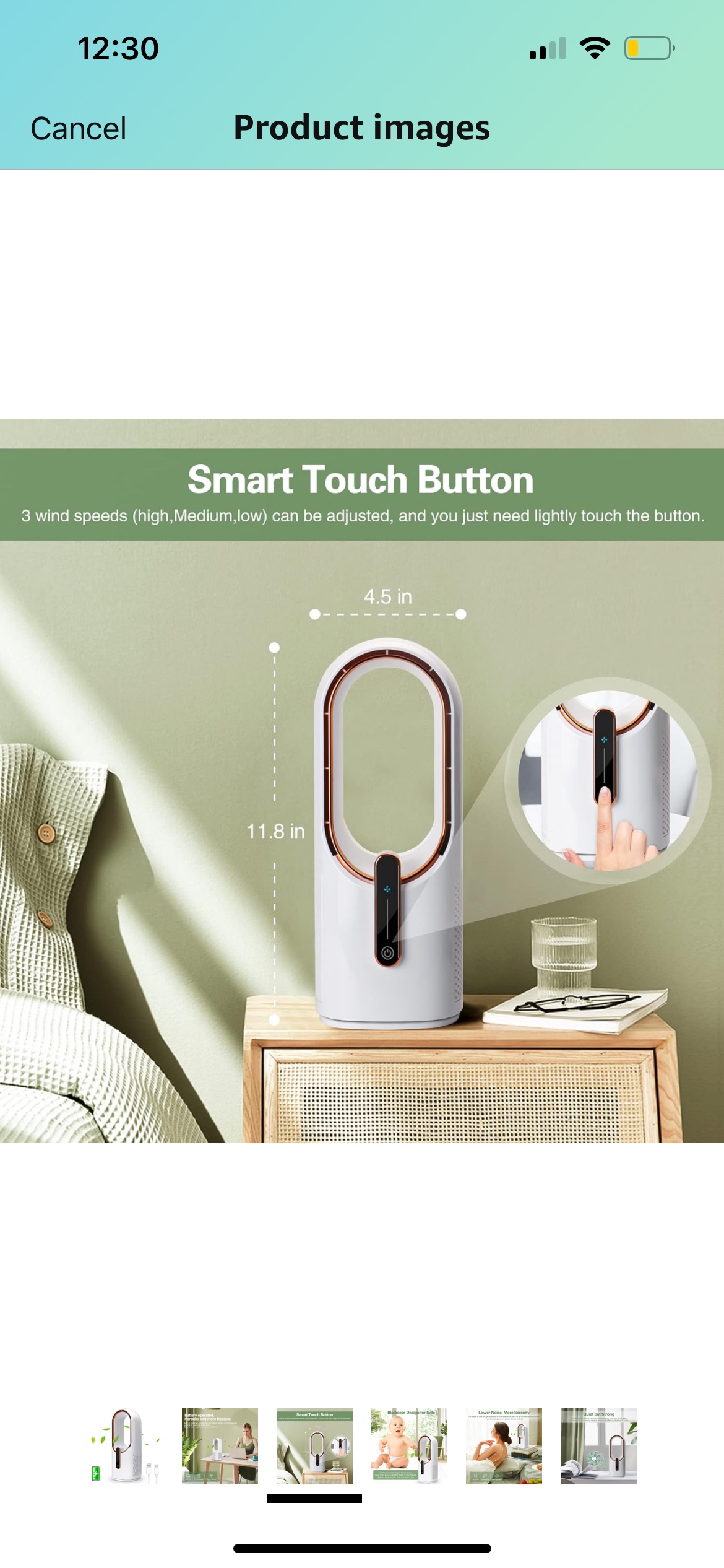 🥕 Open box🥕 Battery Operated,Quiet Desktop Fan Bladeless image indicator(5)