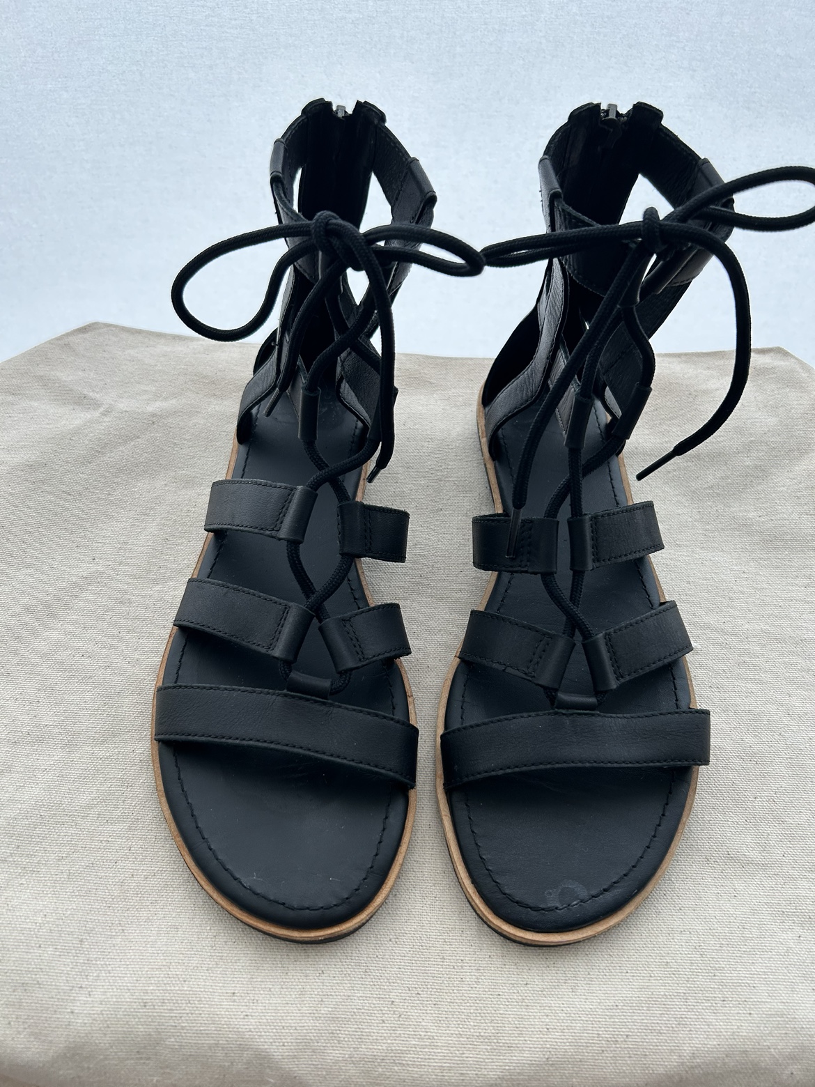 SOREL Black Leather Gladiator Sandals