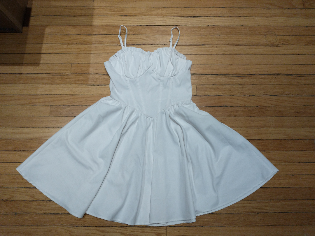 White Sweetheart Ruffle Corset Dress thumbnail