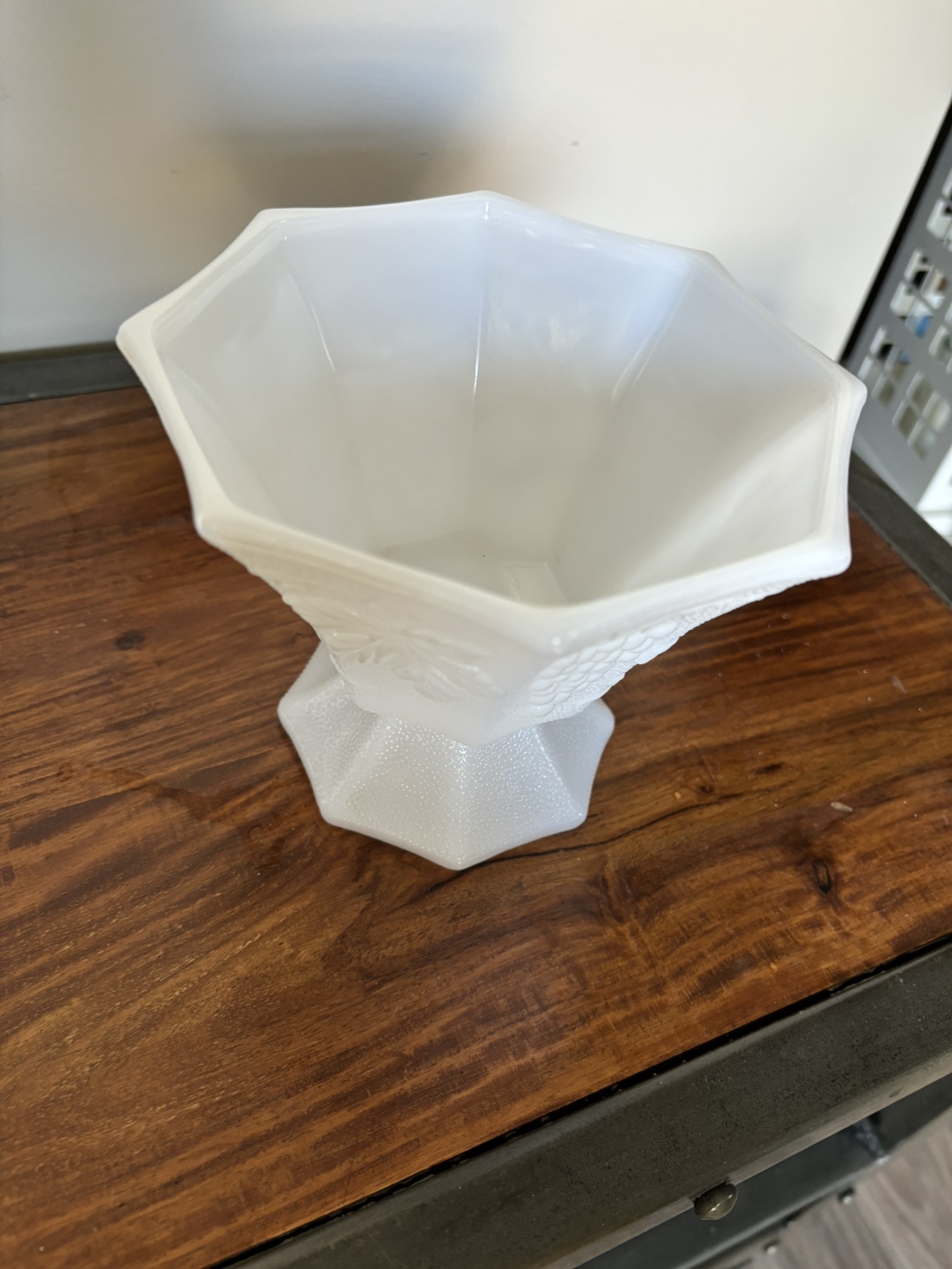 Vintage Pedestal Milk Glass Bowl image indicator(3)