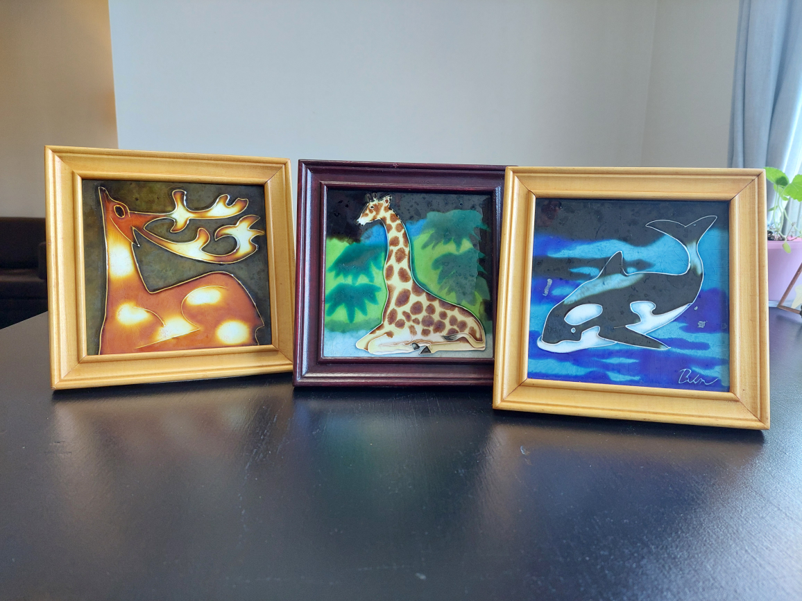 Set of 3 Framed Animal Tile Artwork - photo 2