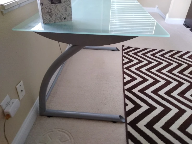 Spacious Frosted Tempered Glass and Metal Desk - photo 3
