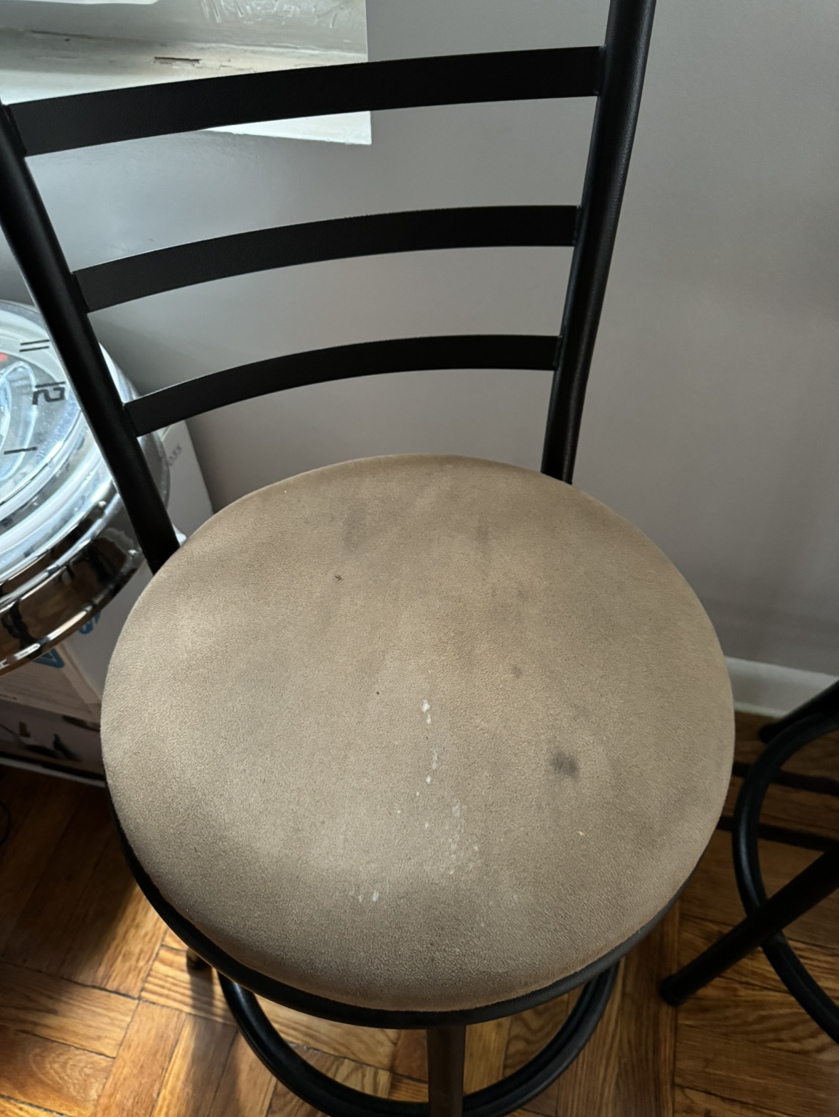 Dark Brown Suede Swivel Bar Stool Chairs-Set of 2 - photo 3