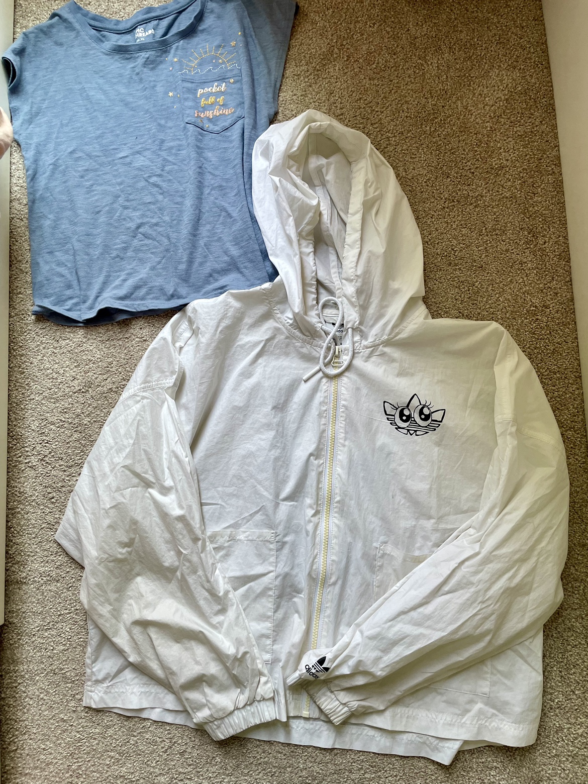 Adidas Originals White Windbreaker Jacket