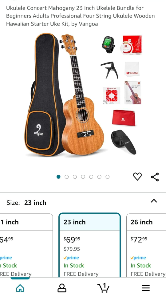 Vangoa 23 Inch Ukulele Bundle
