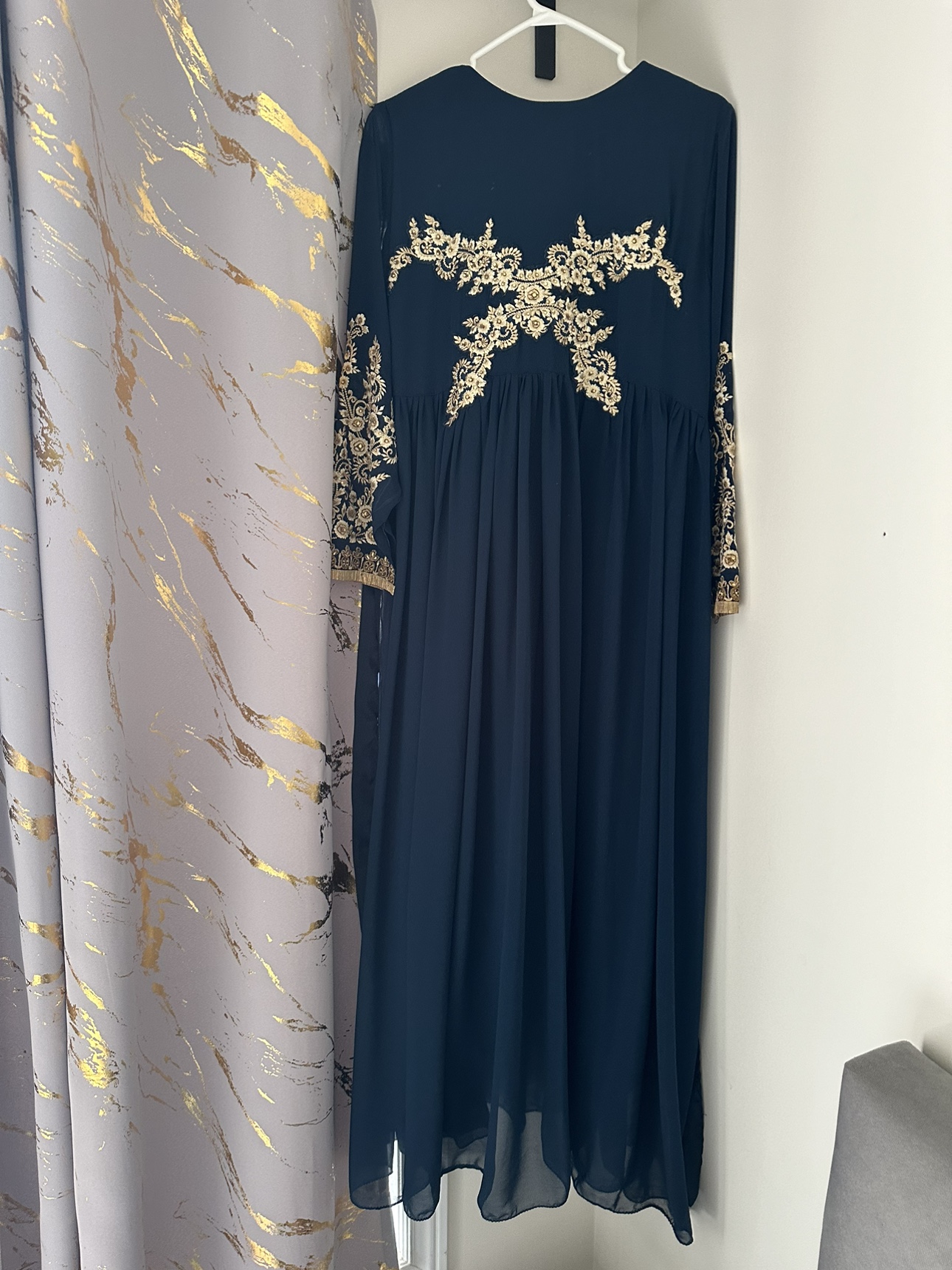 Teal and Gold Embroidered Dress image indicator(2)