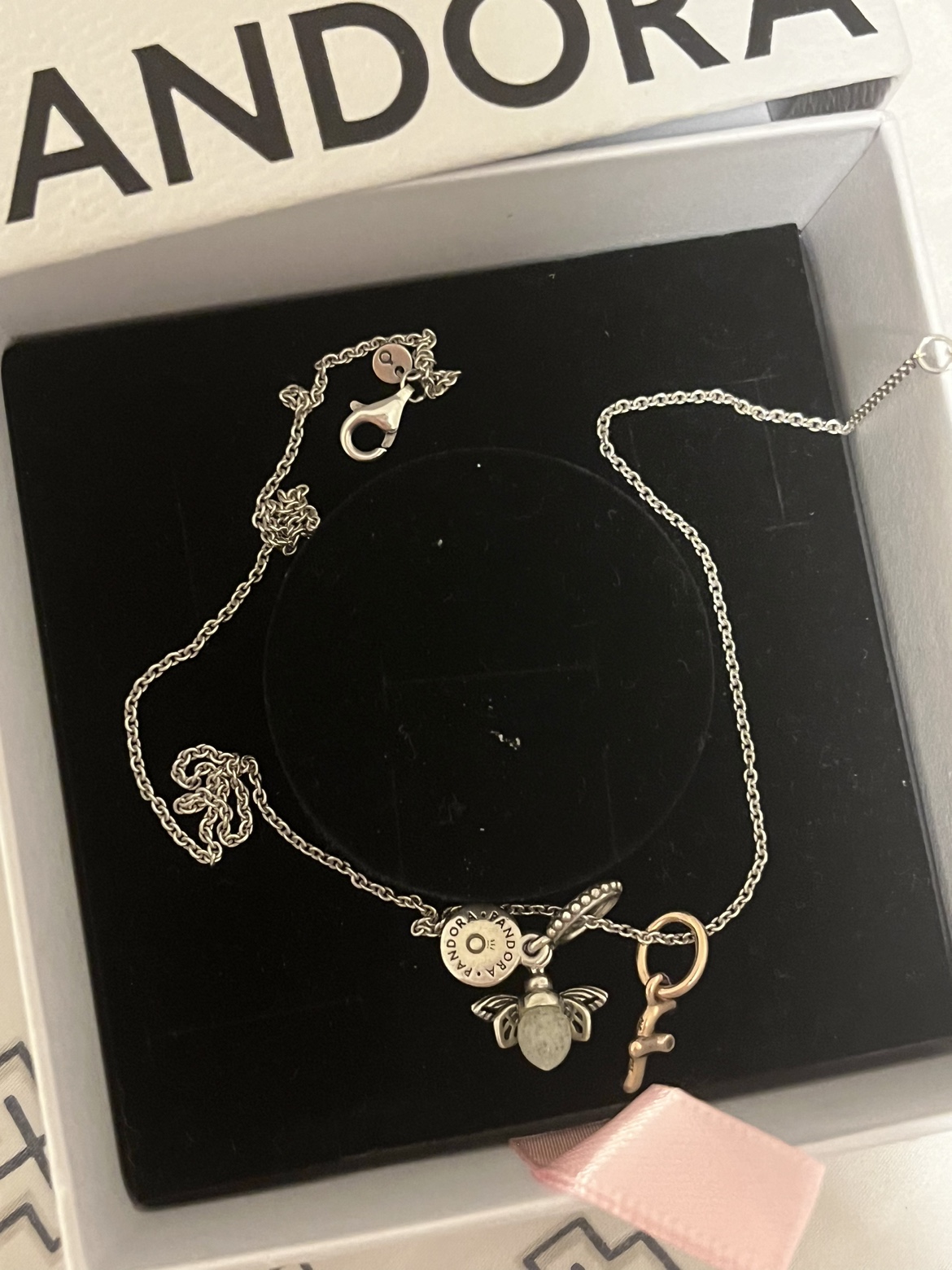 pandora necklace and charms comes with box too - photo 2