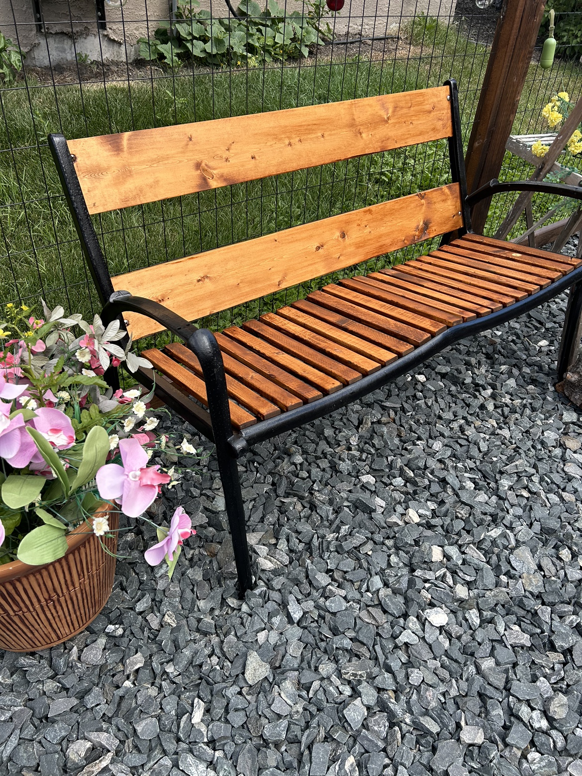 Cast iron/wood garden patio bench - photo 2