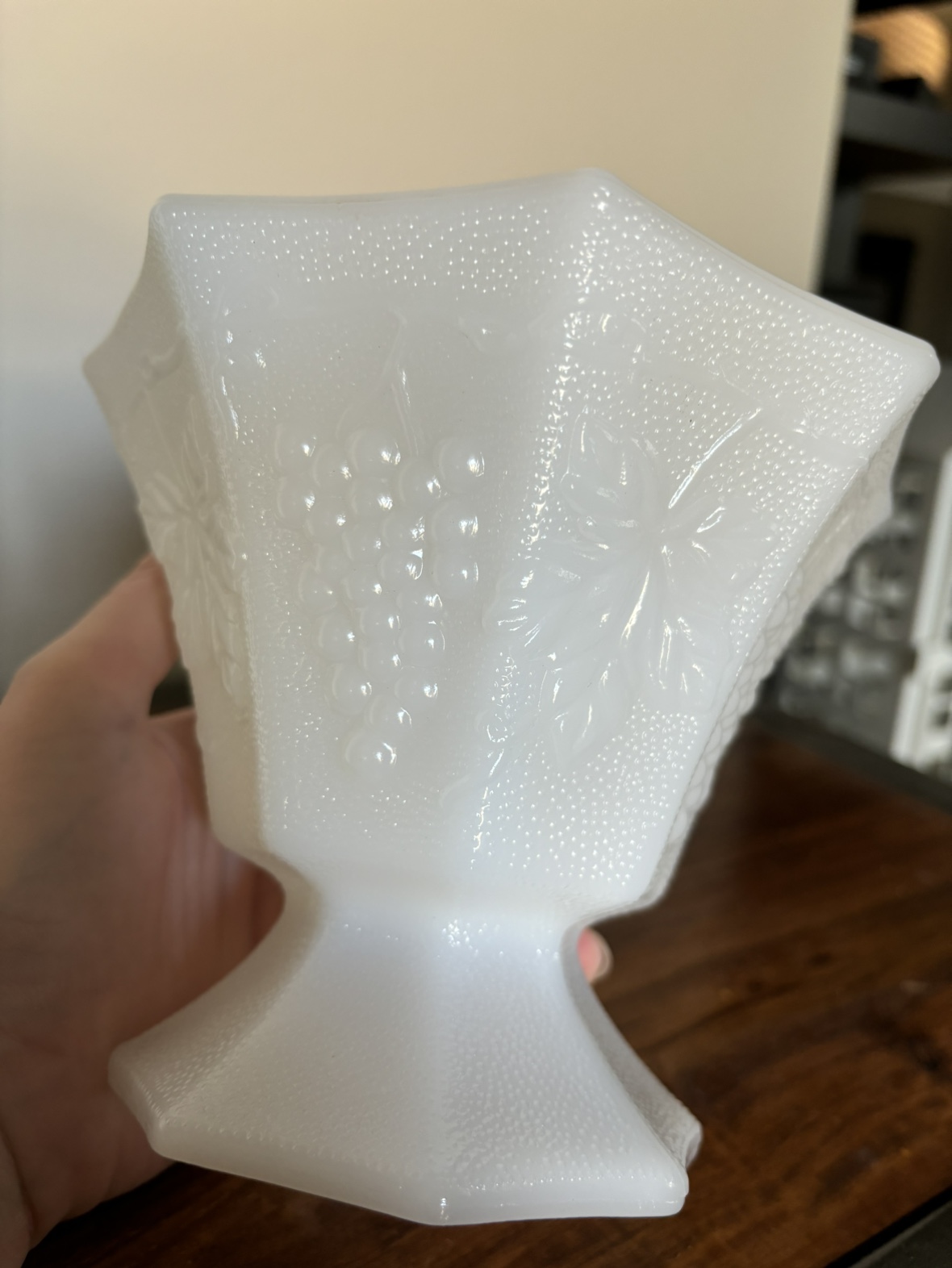 Vintage Pedestal Milk Glass Bowl image indicator(2)