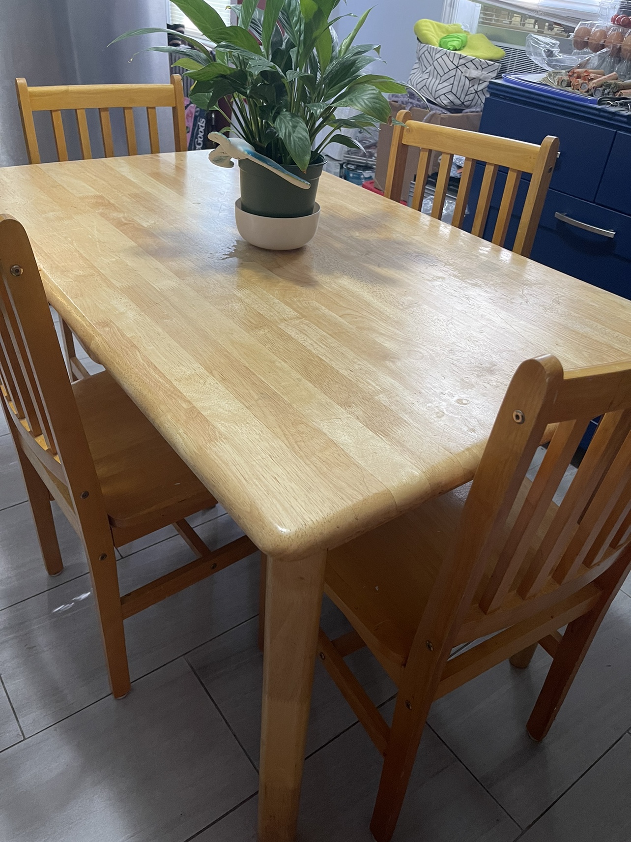 Wooden Table and Four Chairs