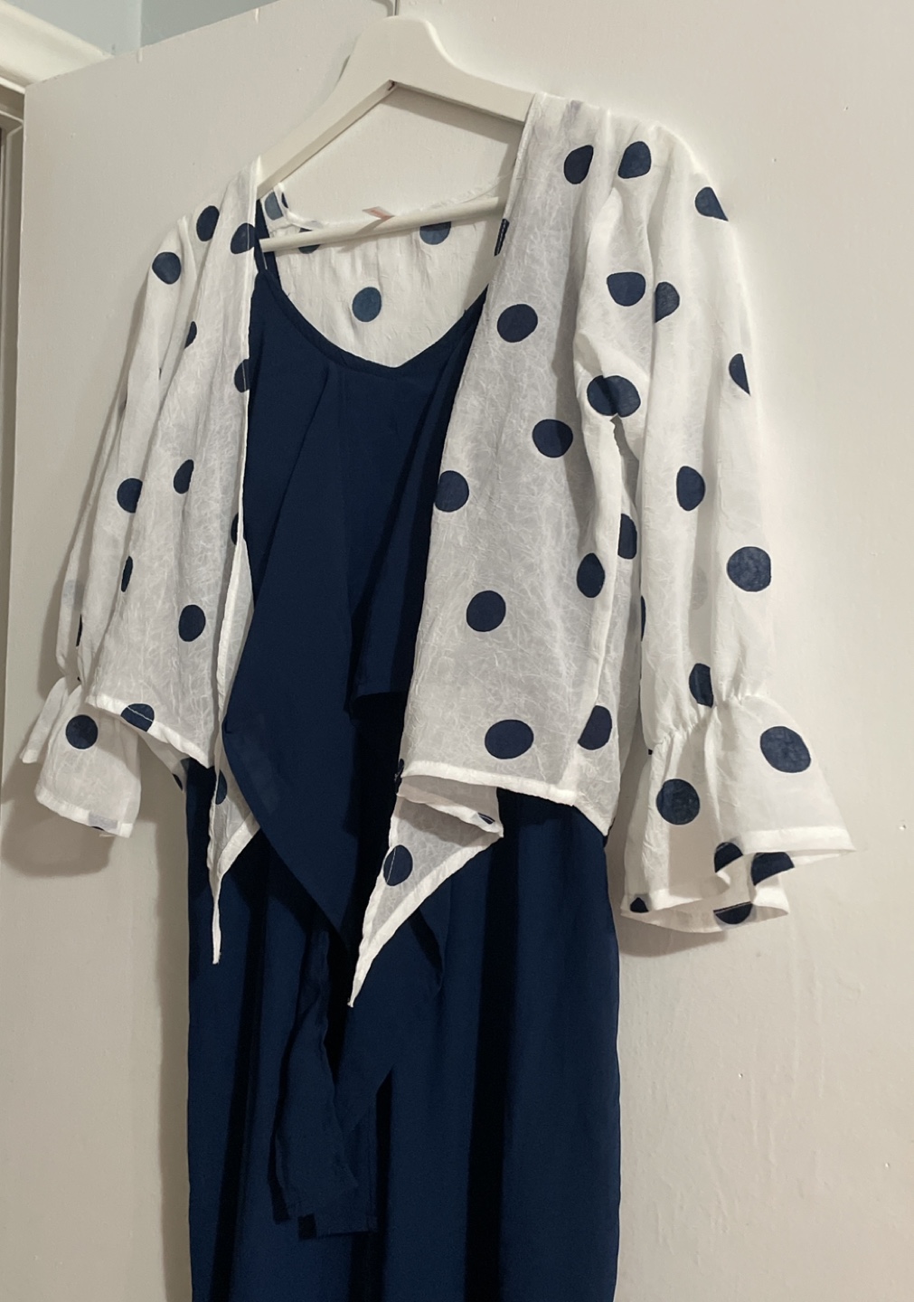 Blue jump suit with shrug image indicator(4)