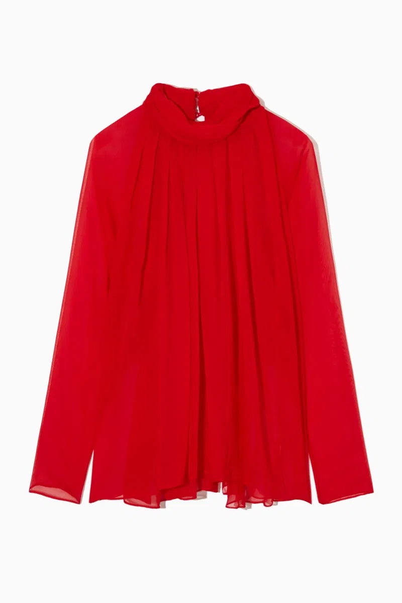 COS Red Silk Blouse
