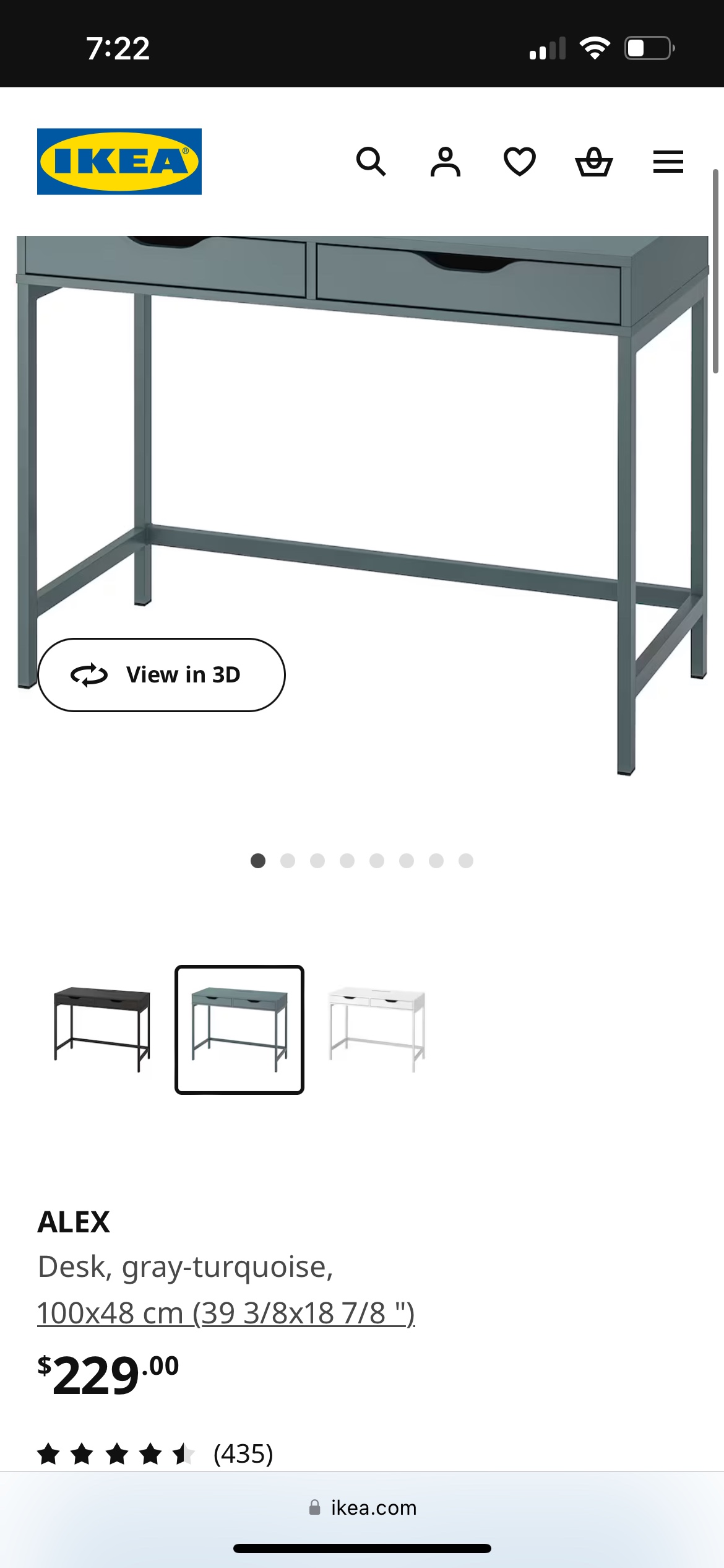 Ikea Desk ALEX in grey-turquoise - photo 3