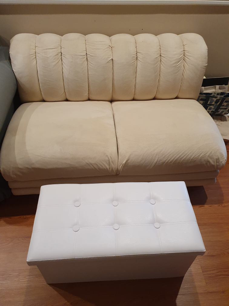 white sofa & ottoman bench with storage - photo 3