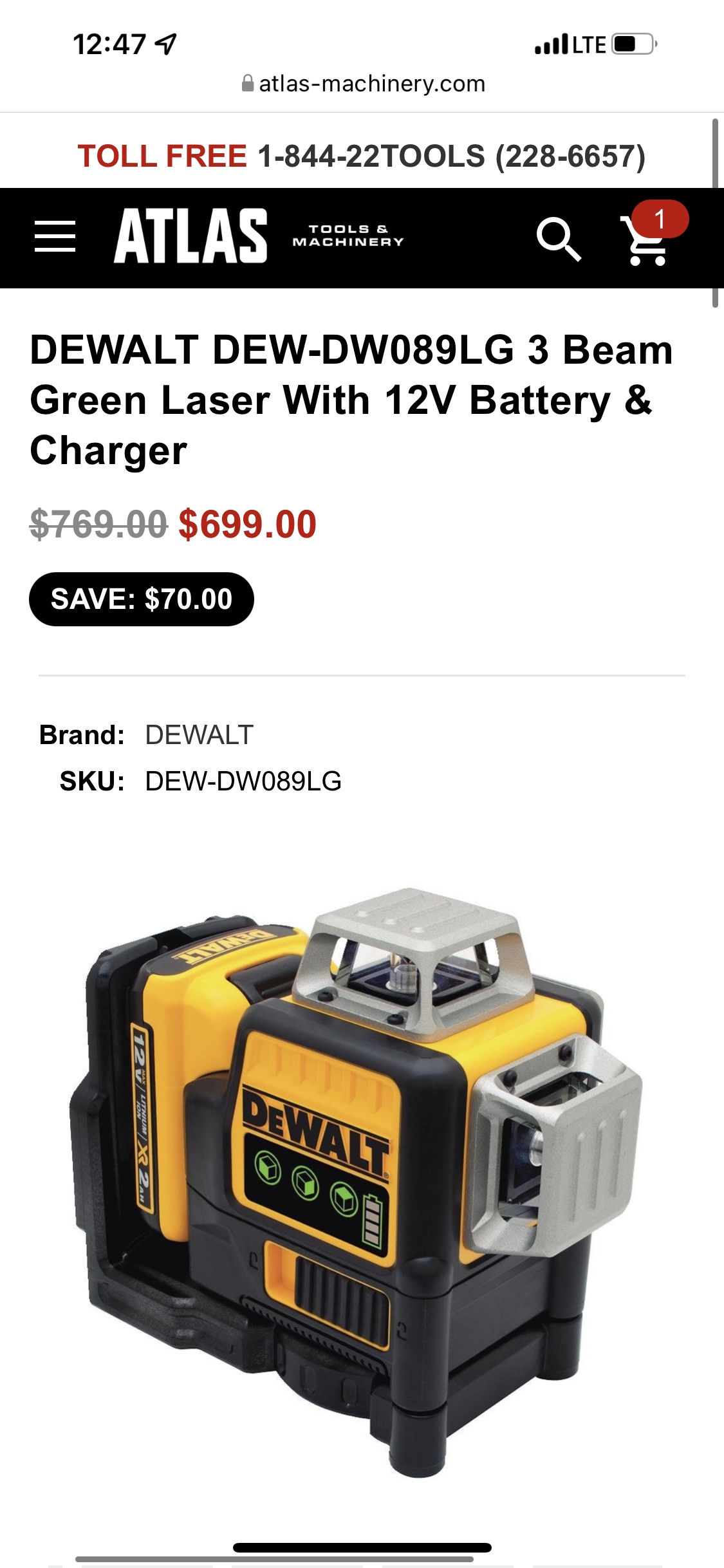 DeWalt DEW-DW089LG Green Laser Level thumbnail