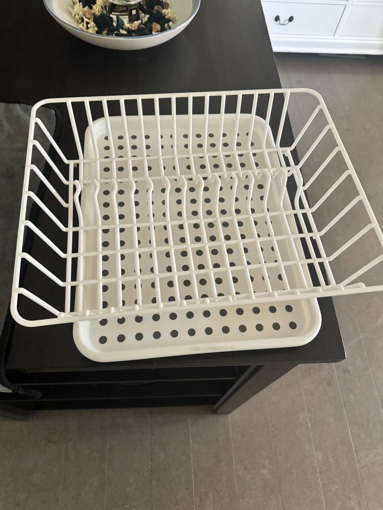 3 Black Garbage Cans and 1 white dishes rack - photo 5