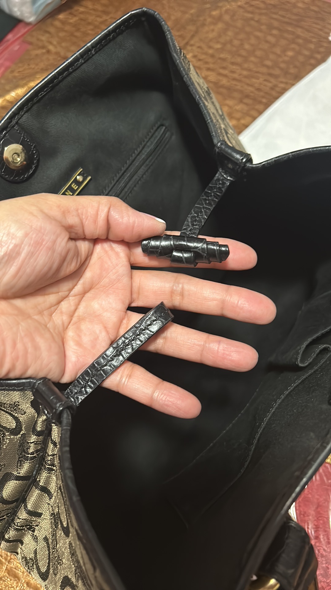 Authentic Celine Black Horse Carriage Leather Canvas image indicator(6)