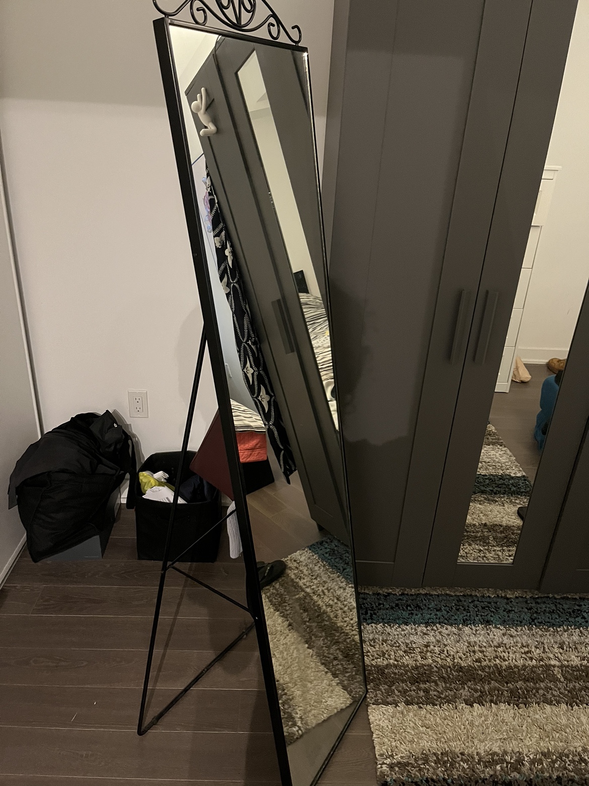 Full-Length Standing Mirror with Hooks in Back