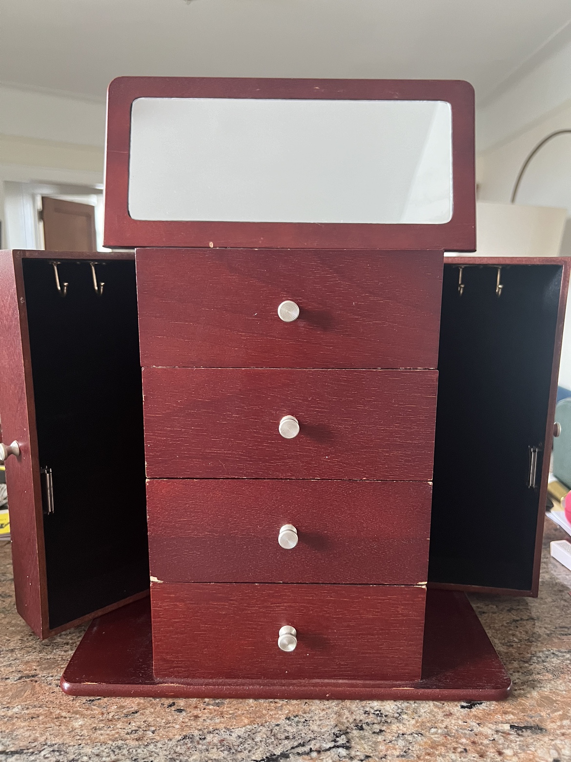 Wooden Jewelry Box with Mirror