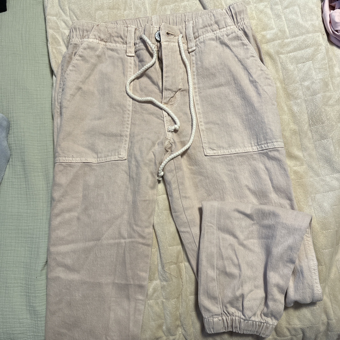 tan Drawstring Cargo Pants thumbnail