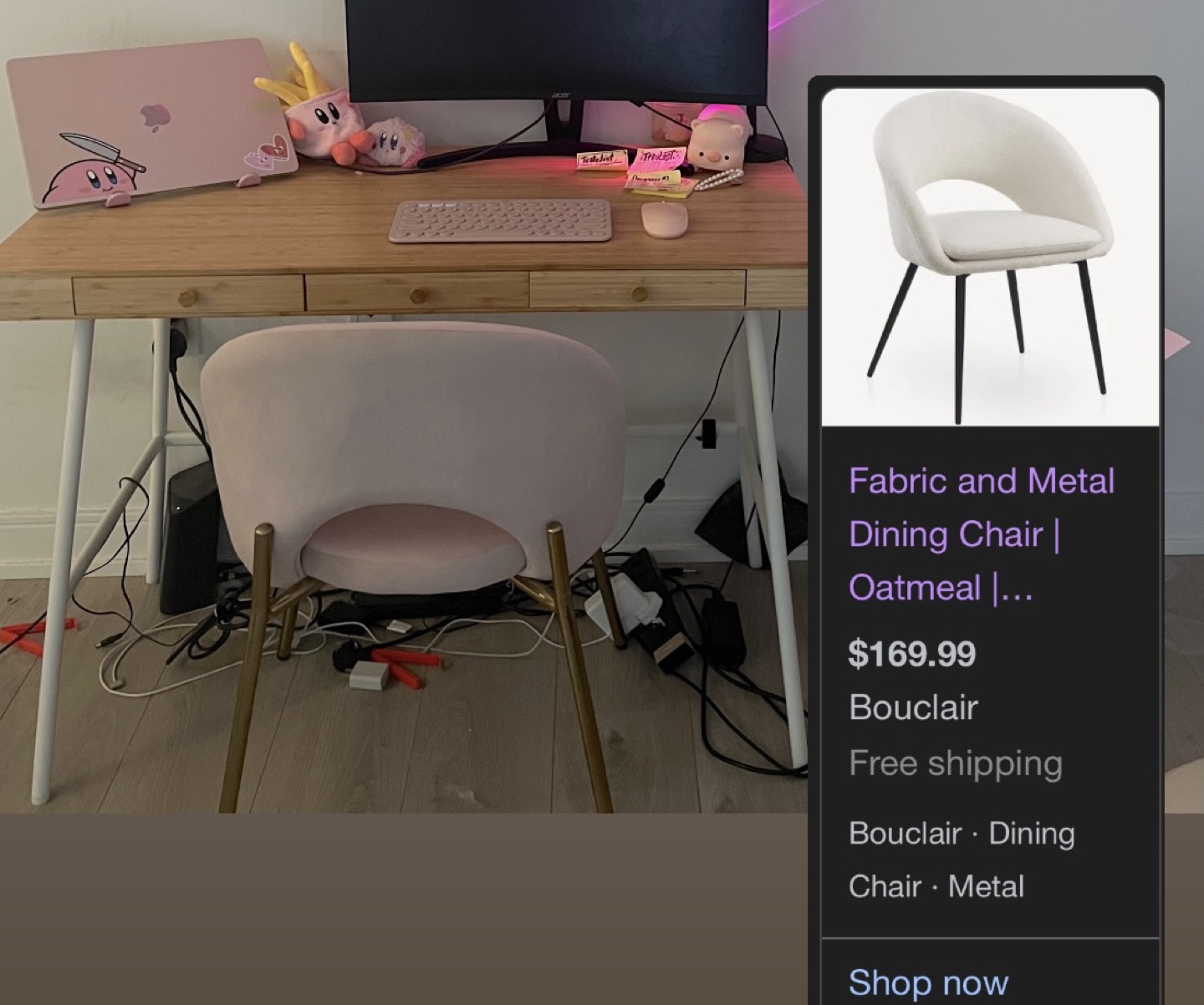 Pink Velvet Dining Chair with Gold Legs