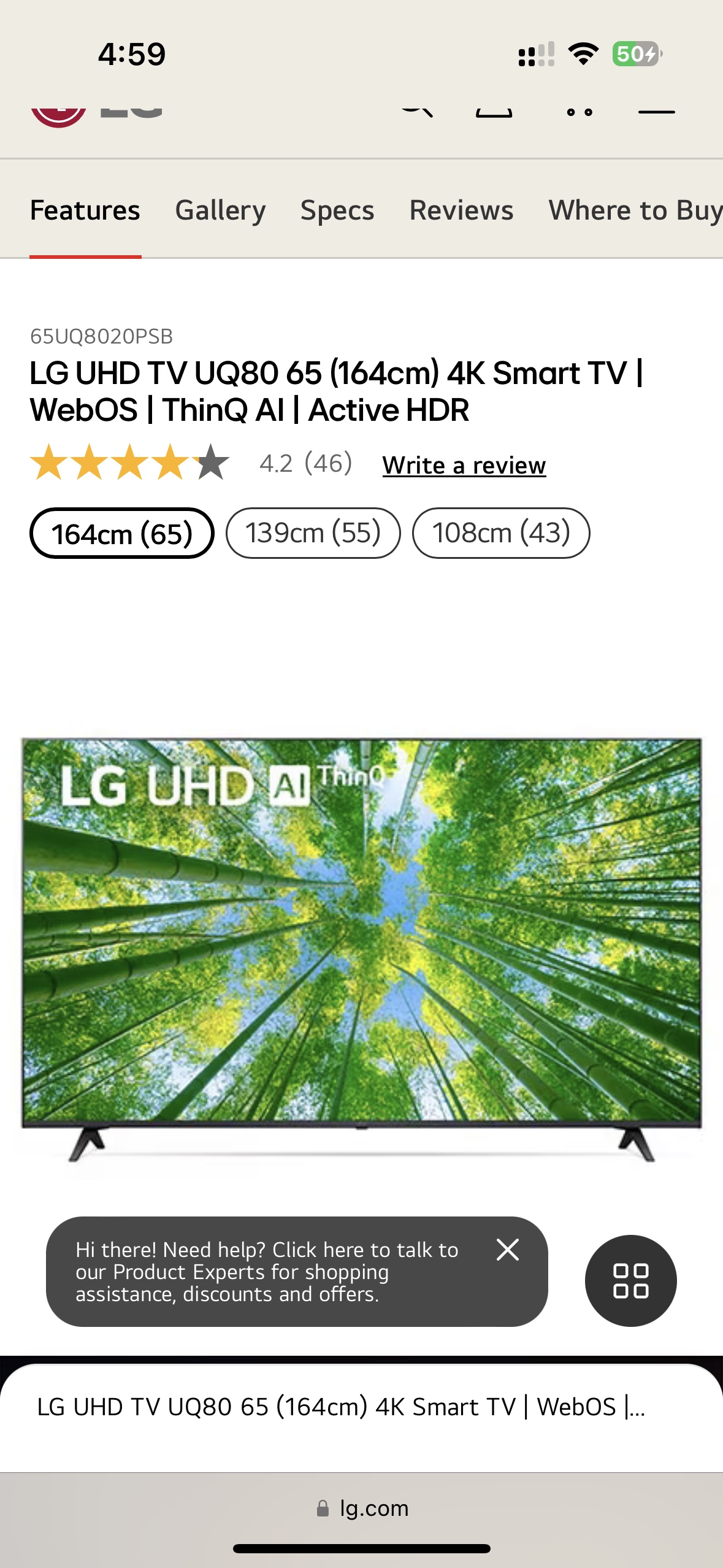 LG 65" 4K UHD TV 65UQ80 - photo 2