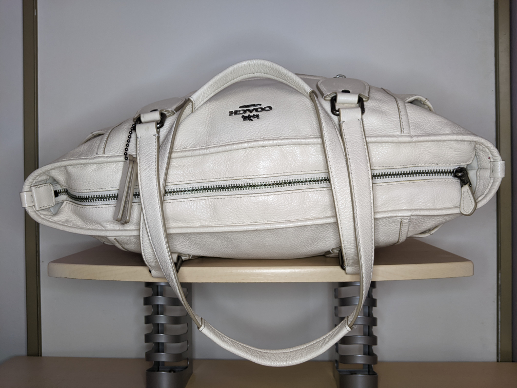 Coach Mickey Tote Off-White Leather Purse Shoulder Bag image indicator(5)