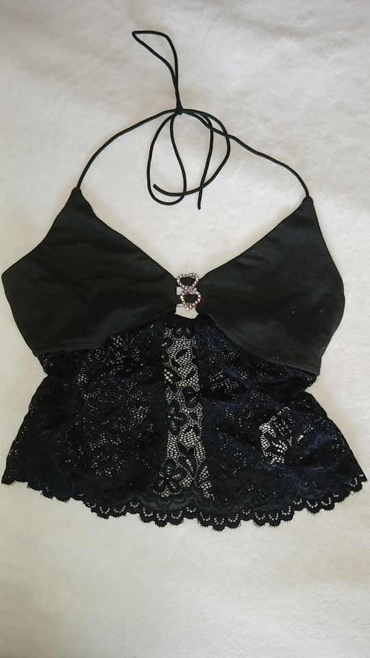 Black Y2K Halter Top thumbnail