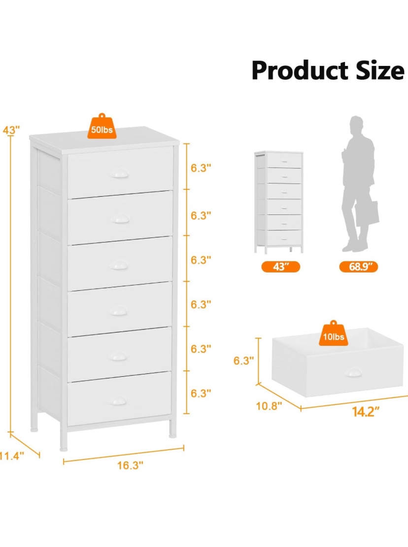 White 6 Drawer Storage Chest - Brand New - photo 5